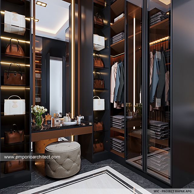 Desain Walk In Closet Rumah Modern 4 Lantai Bapak APG di Serpong, Tangerang Selatan