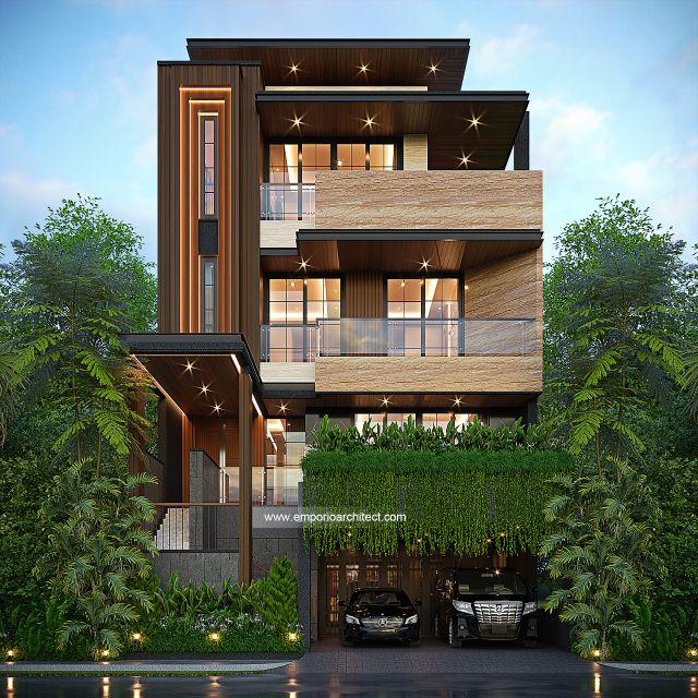 Desain Tampak Depan 3 Rumah Modern 4 Lantai Ibu IGR di PIK, Jakarta Utara