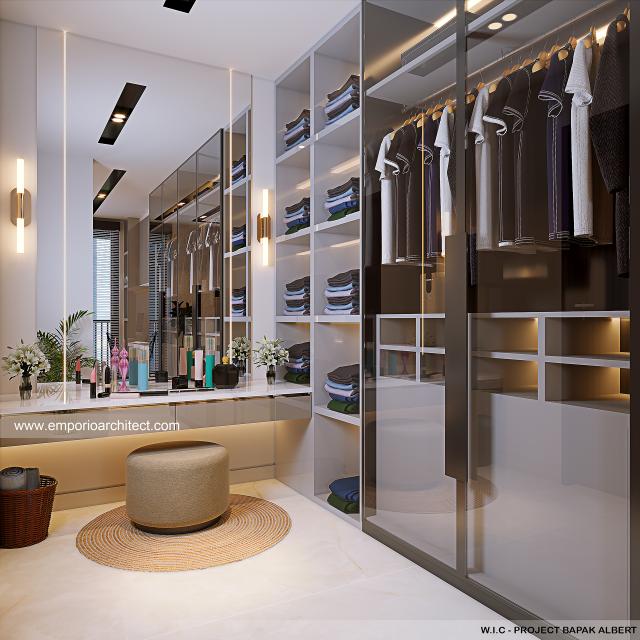 Desain Walk In Closet Rumah Modern 4 Lantai Mr. A di Jakarta Barat