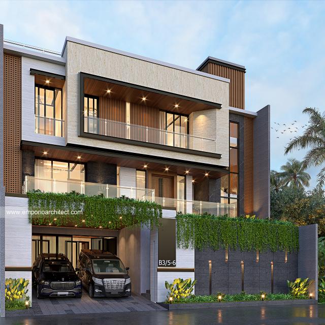 Desain Rumah Modern 4 Lantai Mr. A di Jakarta Barat - Tampak Depan