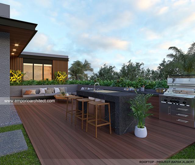 Desain Rooftop Rumah Modern 4 Lantai Mr. A di Jakarta Barat