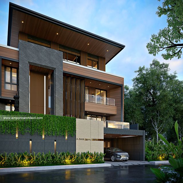 Desain Tampak Depan 3 Rumah Modern 4 Lantai Bapak dr. PR di Denpasar, Bali