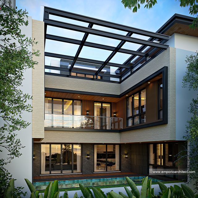 Desain Tampak Samping Rumah Modern 4 Lantai Bapak dr. PR di Denpasar, Bali