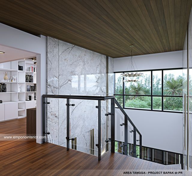 Desain Area Tangga Rumah Modern 4 Lantai Bapak dr. PR di Denpasar, Bali