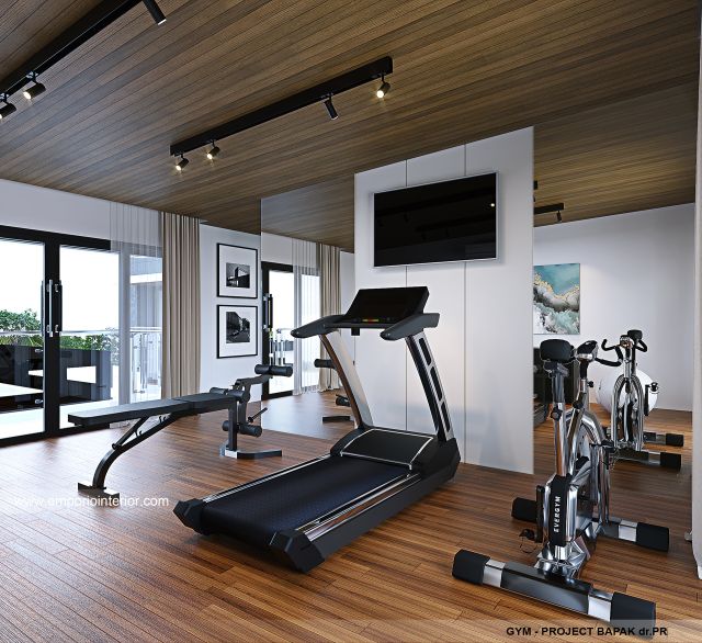 Desain Area Gym Rumah Modern 4 Lantai Bapak dr. PR di Denpasar, Bali