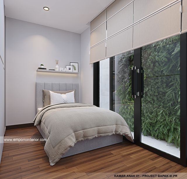 Desain Kamar Tidur Anak 1 Rumah Modern 4 Lantai Bapak dr. PR di Denpasar, Bali