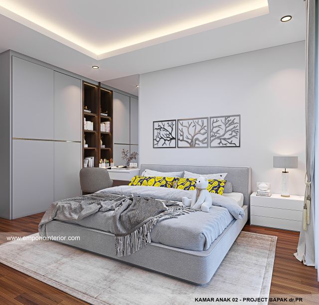 Desain Kamar Tidur Anak 2 Rumah Modern 4 Lantai Bapak dr. PR di Denpasar, Bali