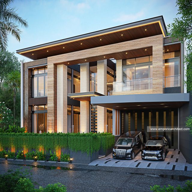 Desain Tampak Depan 3 Rumah Modern 4 Lantai Ibu FLA di Jakarta