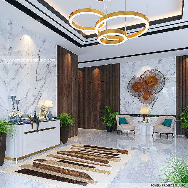 Desain Foyer Rumah Modern 4 Lantai Ibu JSC di BSD, Tangerang Selatan