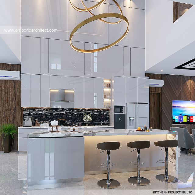 Desain Dapur Rumah Modern 4 Lantai Ibu JSC di BSD, Tangerang Selatan