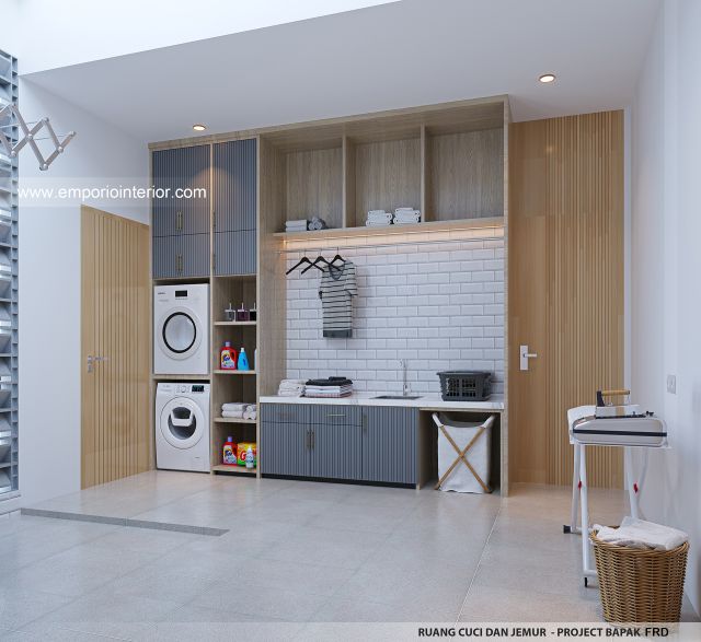 Desain Ruang Laundry Rumah Modern 4 Lantai Bapak FRD di Kemayoran, Jakarta Pusat