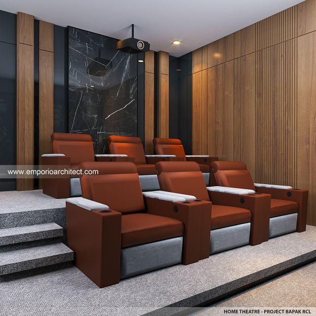 Desain Home Theater Rumah Modern 4 Lantai Bapak RCL di Balikpapan, Kalimantan Timur