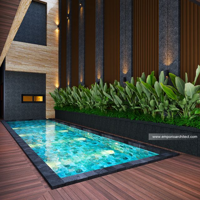 Desain Tampak Detail Belakang Rumah Modern 4 Lantai Bapak RCL di Balikpapan, Kalimantan Timur