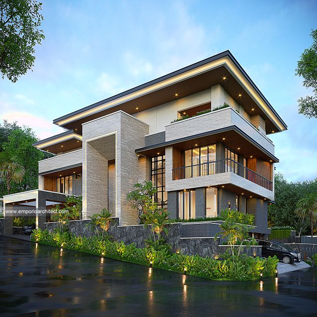 Desain Tampak Hook Rumah Modern 4 Lantai Bapak ADM di Bandung