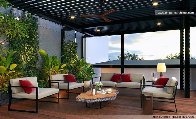 Desain Area Outdoor Rumah Modern 4 Lantai Ibu AFG di Jakarta