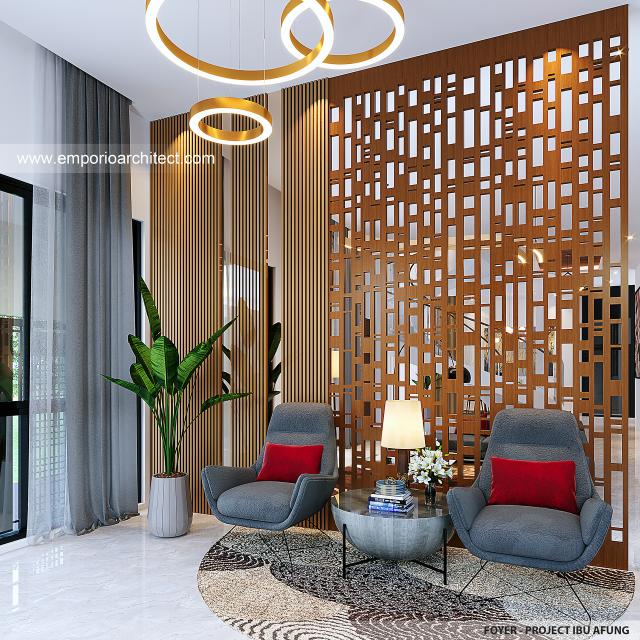 Desain Foyer Rumah Modern 4 Lantai Ibu AFG di Jakarta