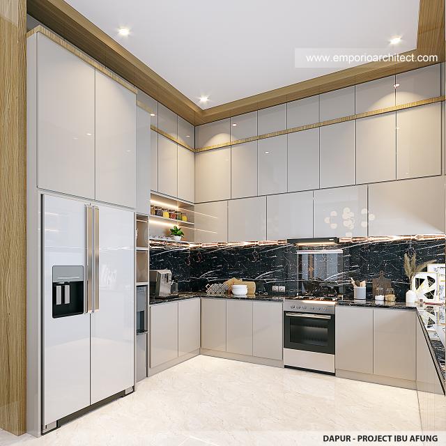 Desain Dapur Rumah Modern 4 Lantai Ibu AFG di Jakarta