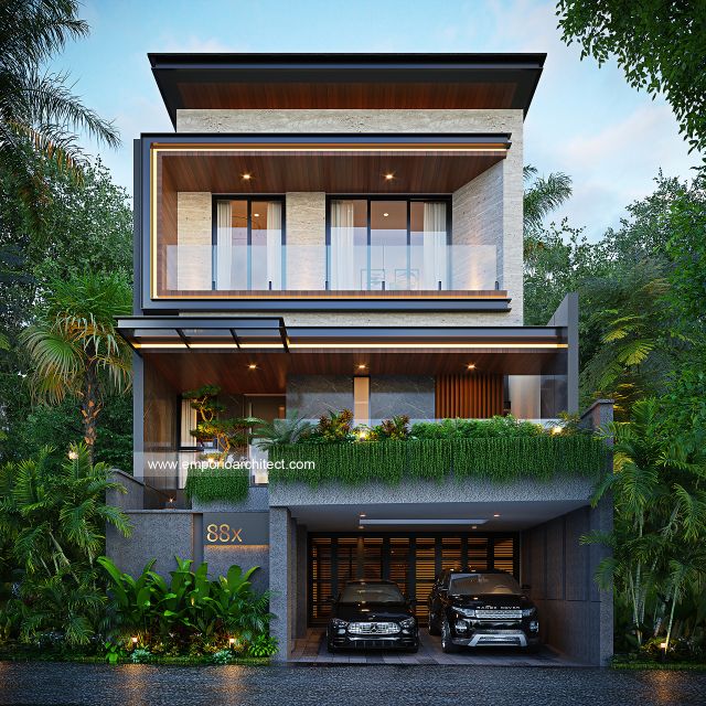 Desain Tampak Depan 3 Rumah Modern 4 Lantai Bapak RKI di Denpasar, Bali