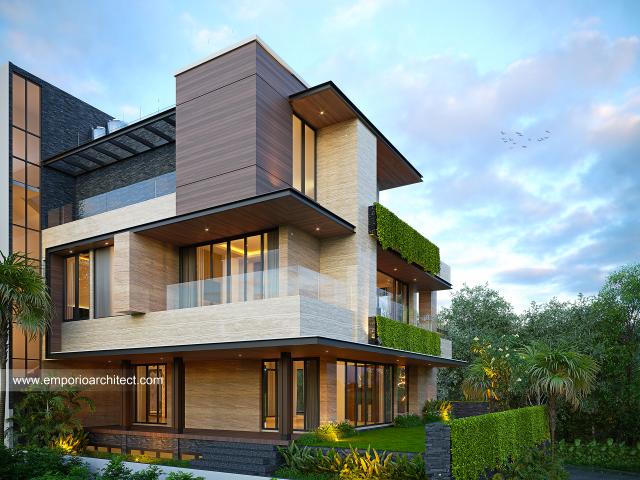 Desain Tampak Belakang Rumah Modern 4 Lantai Bapak JJO di Jakarta