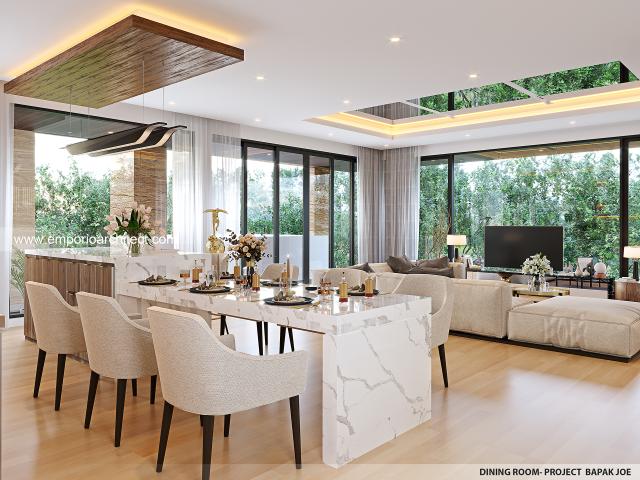 Desain Ruang Makan Rumah Modern 4 Lantai Bapak JJO di Jakarta