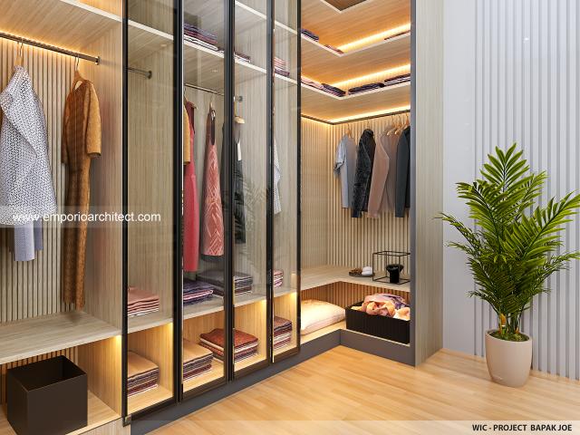 Desain Walk In Closet Rumah Modern 4 Lantai Bapak JJO di Jakarta