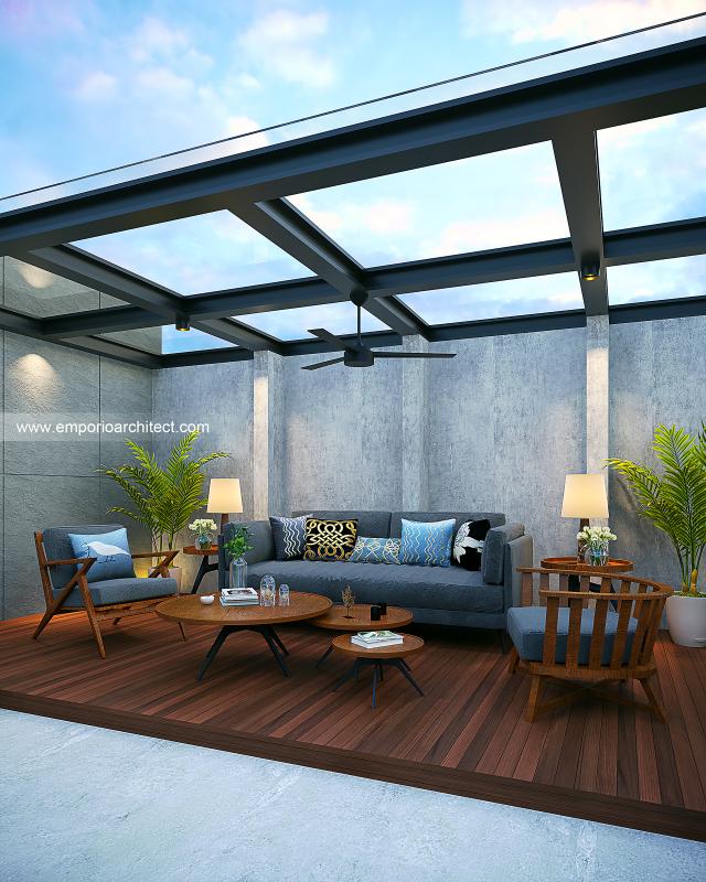 Desain Rooftop Rumah Modern 4 Lantai Bapak HLM di Jakarta Barat