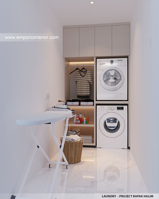 Desain Laundry Rumah Modern 4 Lantai Bapak HLM di Jakarta Barat