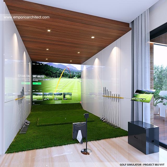 Desain Golf Simulator Rumah Modern 4 Lantai Ibu VVT di Jakarta