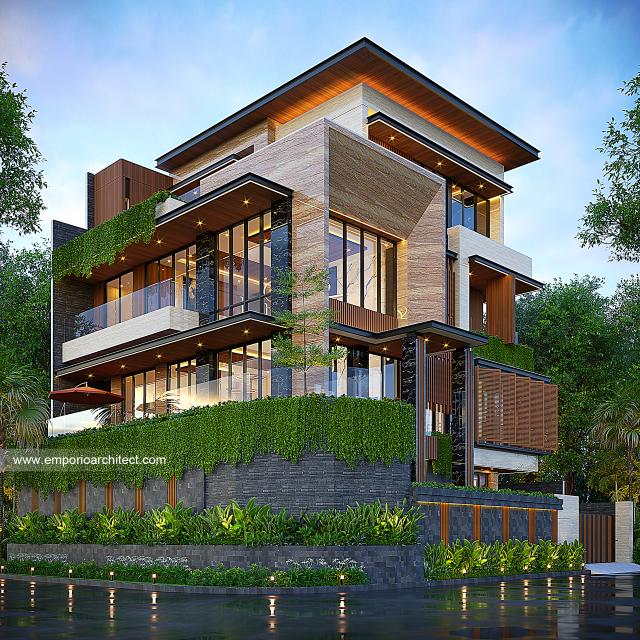 Desain Rumah Modern 4 Lantai Ibu VVT di Jakarta - Tampak Hook Dengan Pagar