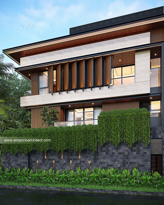 Desain Tampak Samping Rumah Modern 4 Lantai Ibu LL di Jakarta Selatan