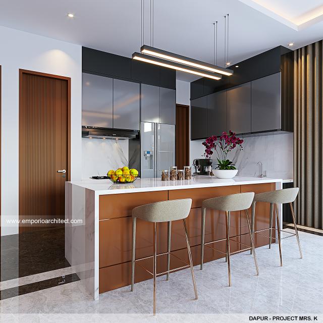 Desain Dapur Rumah Modern 4 Lantai Mrs. K di Jakarta Utara