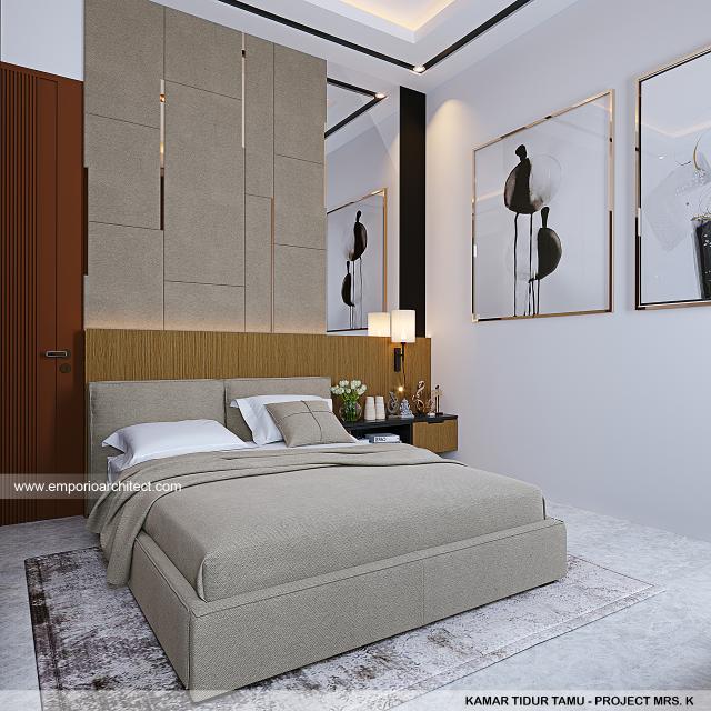 Desain Kamar Tidur Tamu Rumah Modern 4 Lantai Mrs. K di Jakarta Utara