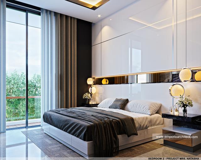 Desain Kamar Tidur 2 Rumah Modern 4 Lantai Mrs. Natasha di Jakarta