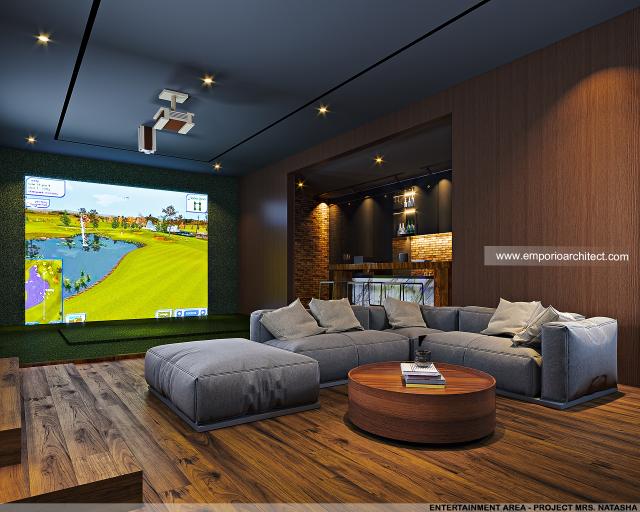 Desain Ruang Entertainment Rumah Modern 4 Lantai Mrs. Natasha di Jakarta