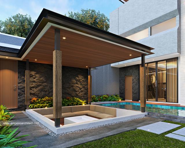 Desain Area Sanken Rumah Modern 4 Lantai Mrs. Natasha di Jakarta