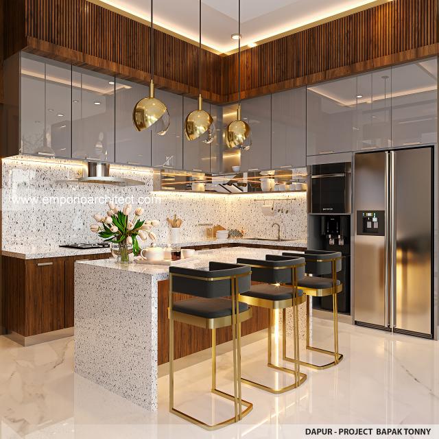 Desain Dapur Rumah Modern 4 Lantai Bapak TNY di Jakarta