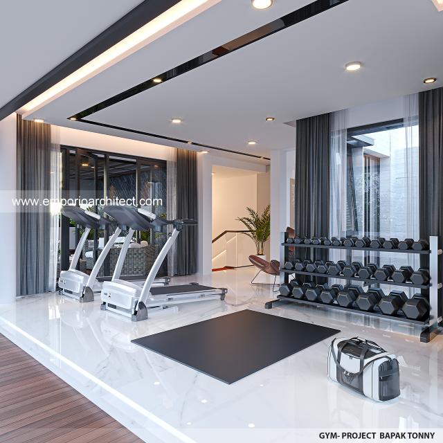 Desain Area Gym Rumah Modern 4 Lantai Bapak TNY di Jakarta