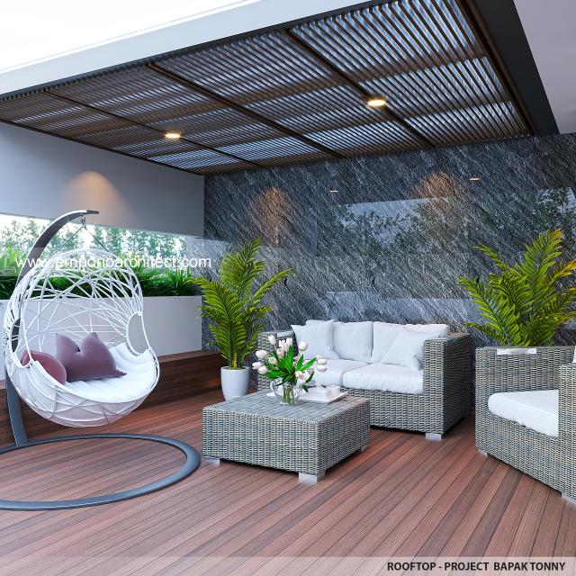 Desain Area Rooftop Rumah Modern 4 Lantai Bapak TNY di Jakarta