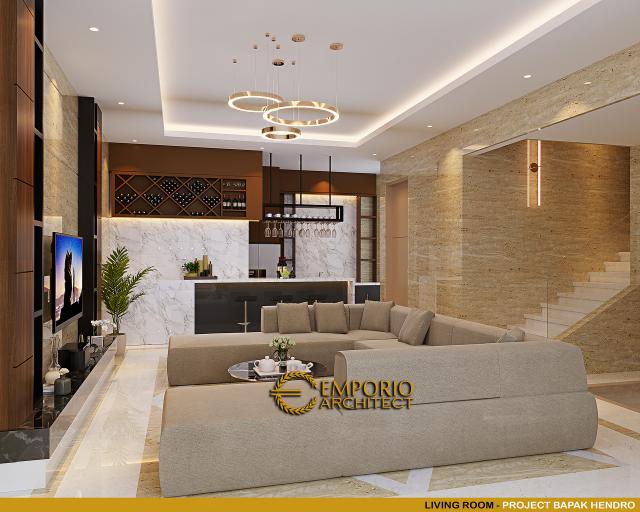 Desain Ruang Keluarga Rumah Modern Kontemporer 4 Lantai Bapak Hendro di Tangerang