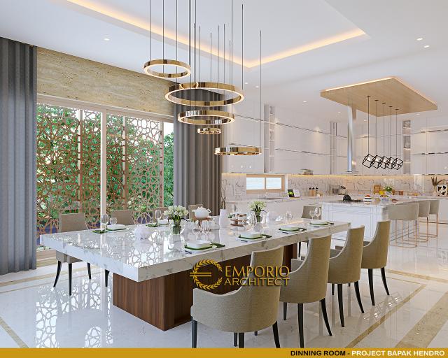 Desain Ruang Makan Rumah Modern Kontemporer 4 Lantai Bapak Hendro di Tangerang