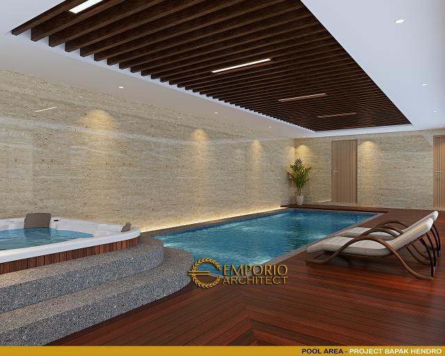 Desain Area Kolam Renang 2 Rumah Modern Kontemporer 4 Lantai Bapak Hendro di Tangerang