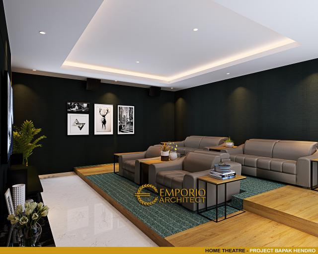 Desain Home Theater Rumah Modern Kontemporer 4 Lantai Bapak Hendro di Tangerang