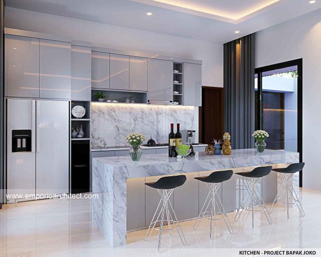 Desain Dapur Rumah Modern 4 Lantai Bapak JKO di Jakarta