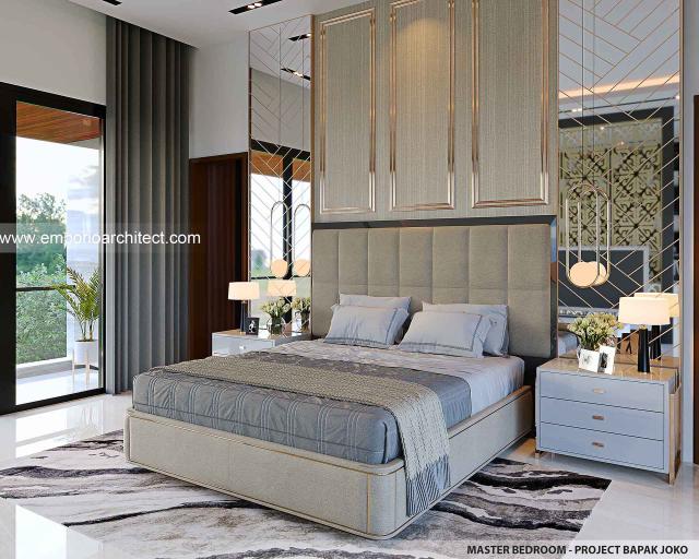 Desain Kamar Tidur Utama Rumah Modern 4 Lantai Bapak JKO di Jakarta