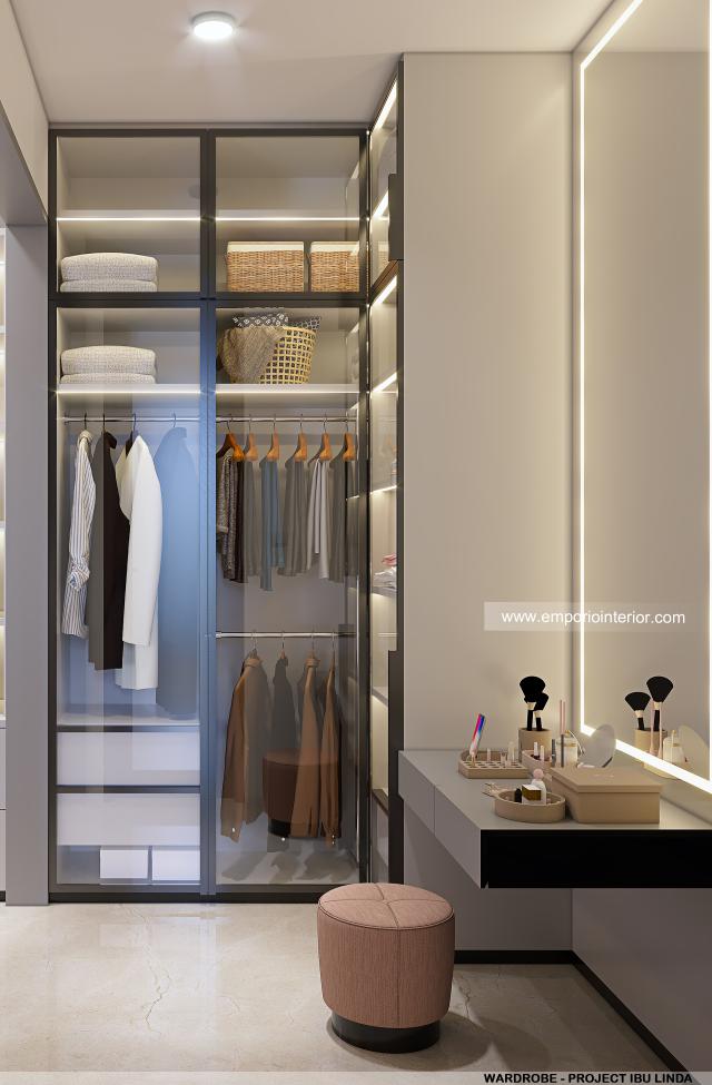 Desain Wardrobe Modern 4 Lantai Ibu Linda di Kotabaru Parahyangan, Bandung