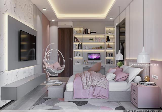 Desain Kamar Tidur Anak Modern 4 Lantai Ibu Linda di Kotabaru Parahyangan, Bandung