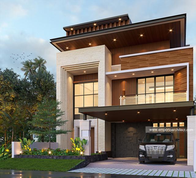 Desain Tampak Depan 2 Rumah Modern 4 Lantai Ibu Linda di Kotabaru Parahyangan, Bandung