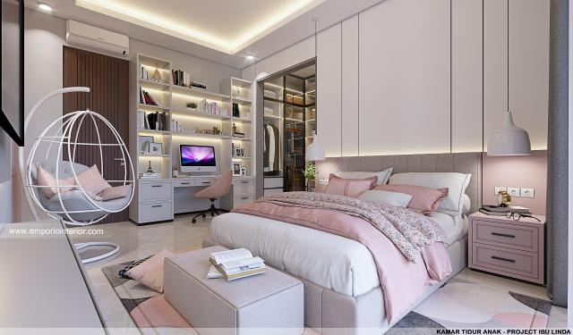 Desain Kamar Tidur Anak Modern 4 Lantai Ibu Linda di Kotabaru Parahyangan, Bandung