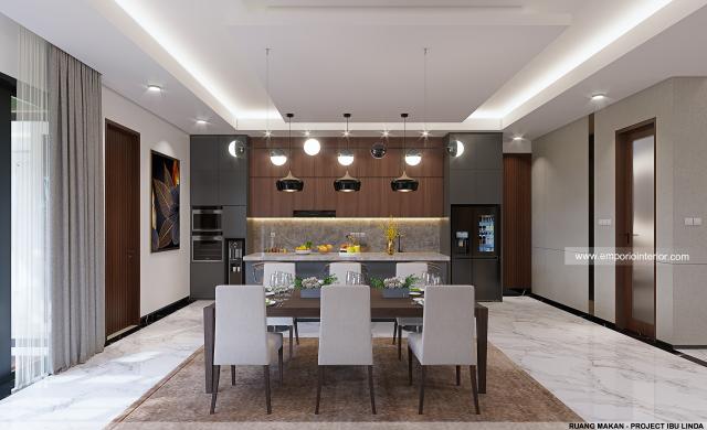 Desain Ruang Makan Rumah Modern 4 Lantai Ibu Linda di Kotabaru Parahyangan, Bandung