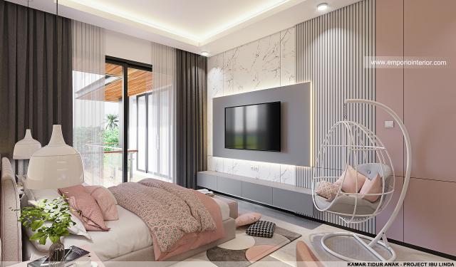 Desain Kamar Tidur Anak Modern 4 Lantai Ibu Linda di Kotabaru Parahyangan, Bandung